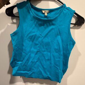Bright blue crop tee, GLOBAL DESI, size XS